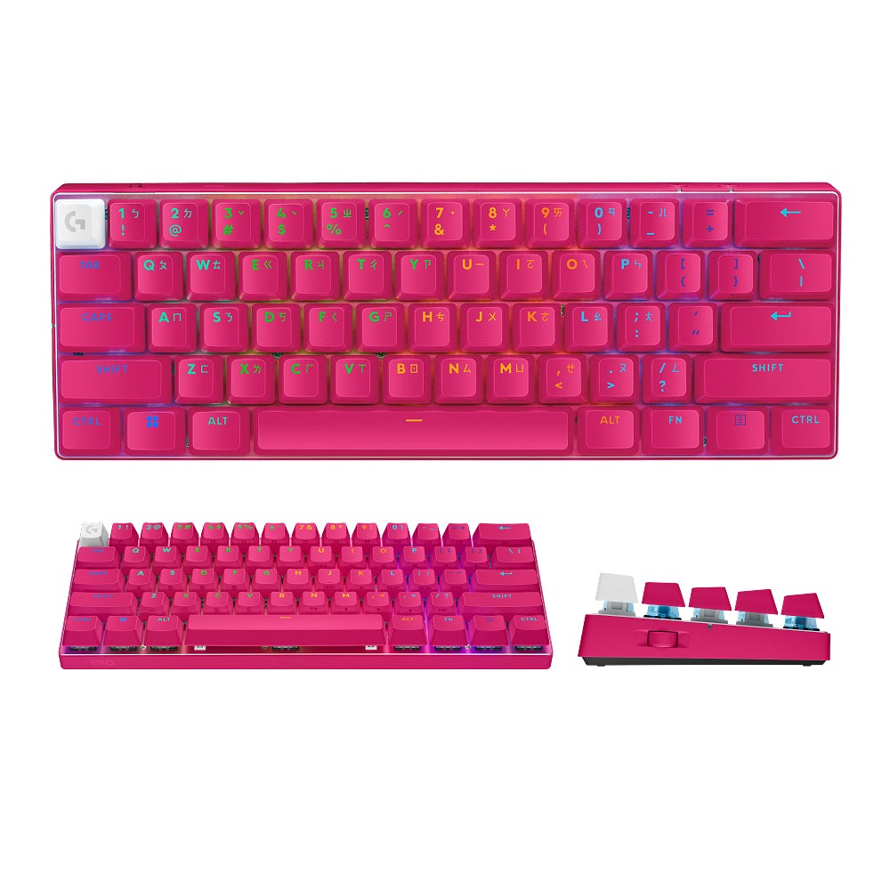 羅技 G Pro X 60% 專業機械式電競鍵盤（桃色）