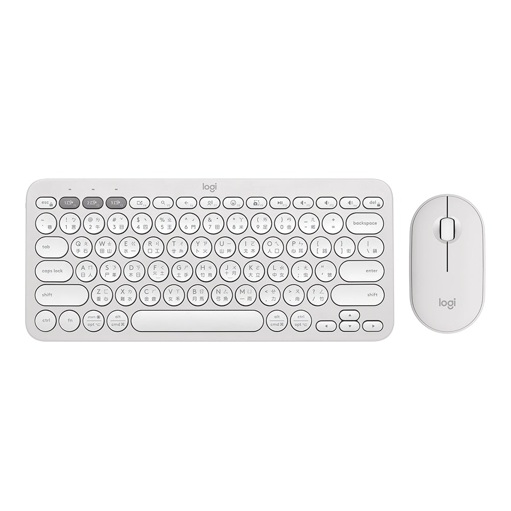 羅技 Pebble 2 Combo 無線藍牙鍵鼠組（珍珠白）