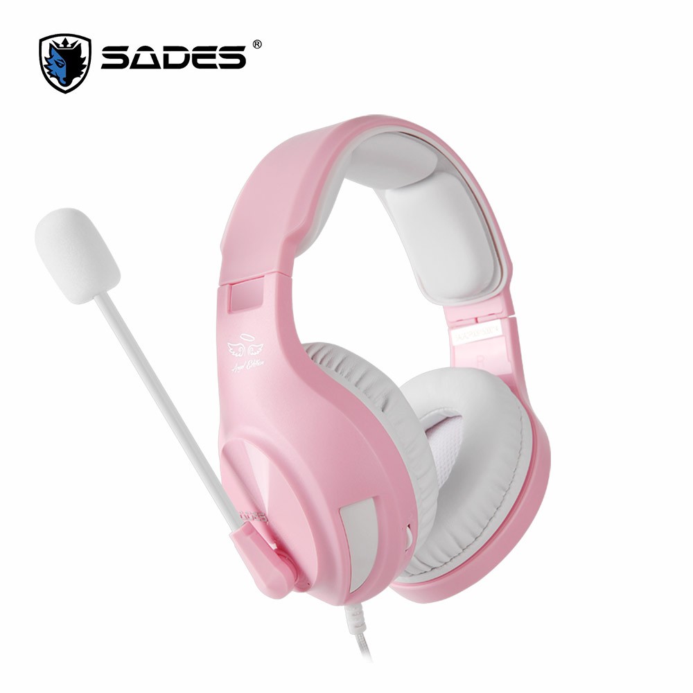 Sades A2 商用耳機麥克風(粉白色)