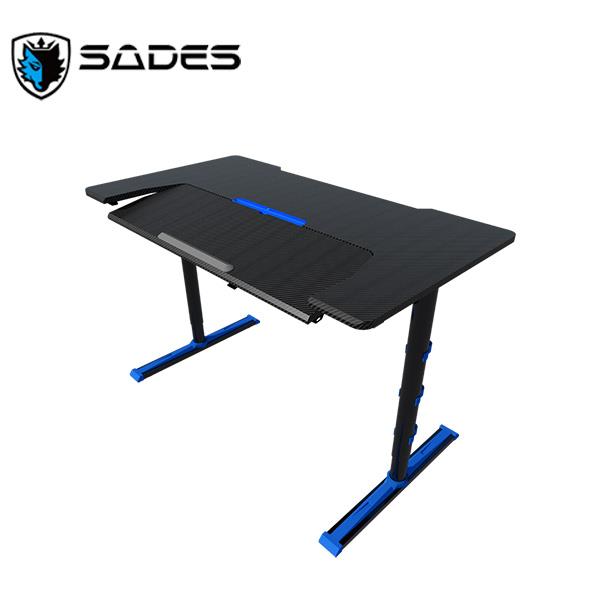 SADES ALPHA 藍光可調式電競桌(黑藍)