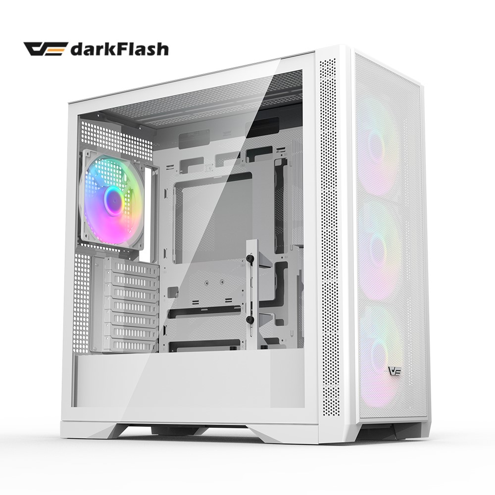 darkFlash 大飛DF4100 E-ATX電腦機殼-白色(支援背插 /內建