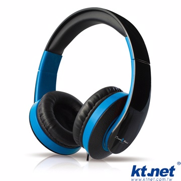 【KTNET】iTravel Man旅行家 全罩式皮製耳麥-黑藍
