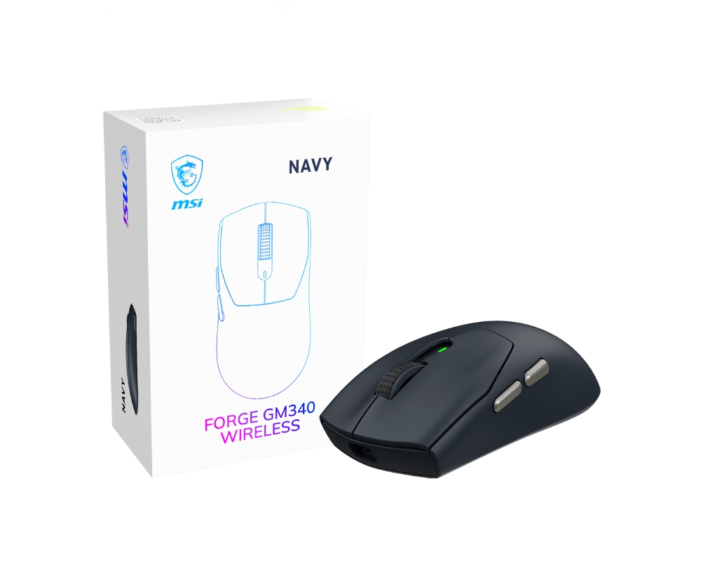 ｛微星 Forge Gm340 W NAVY｝ 三模滑鼠/有線/無線/藍牙/12