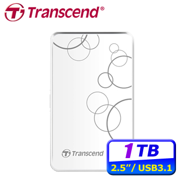 創見 A3 1TB(白)(TS1TSJ25A3W)USB3.1 Gen1/三年保