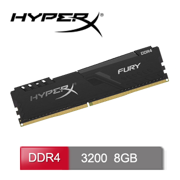 金士頓 DDR4-3200 8GB HyperX FURY(黑)