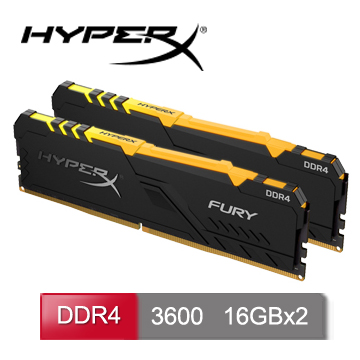 金士頓 HyperX FURY RGB DDR4-3600 16G*2