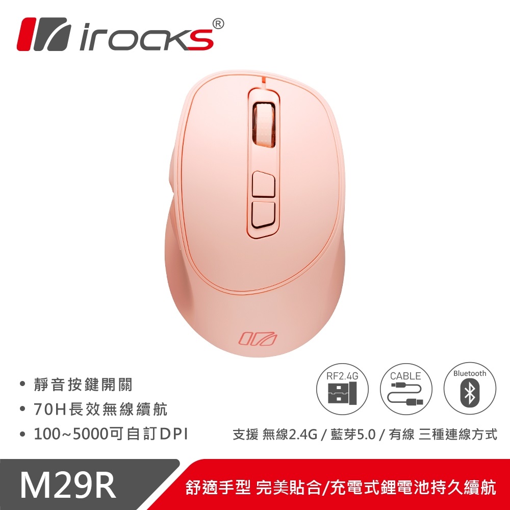 irocks M29r 三模滑鼠（粉）