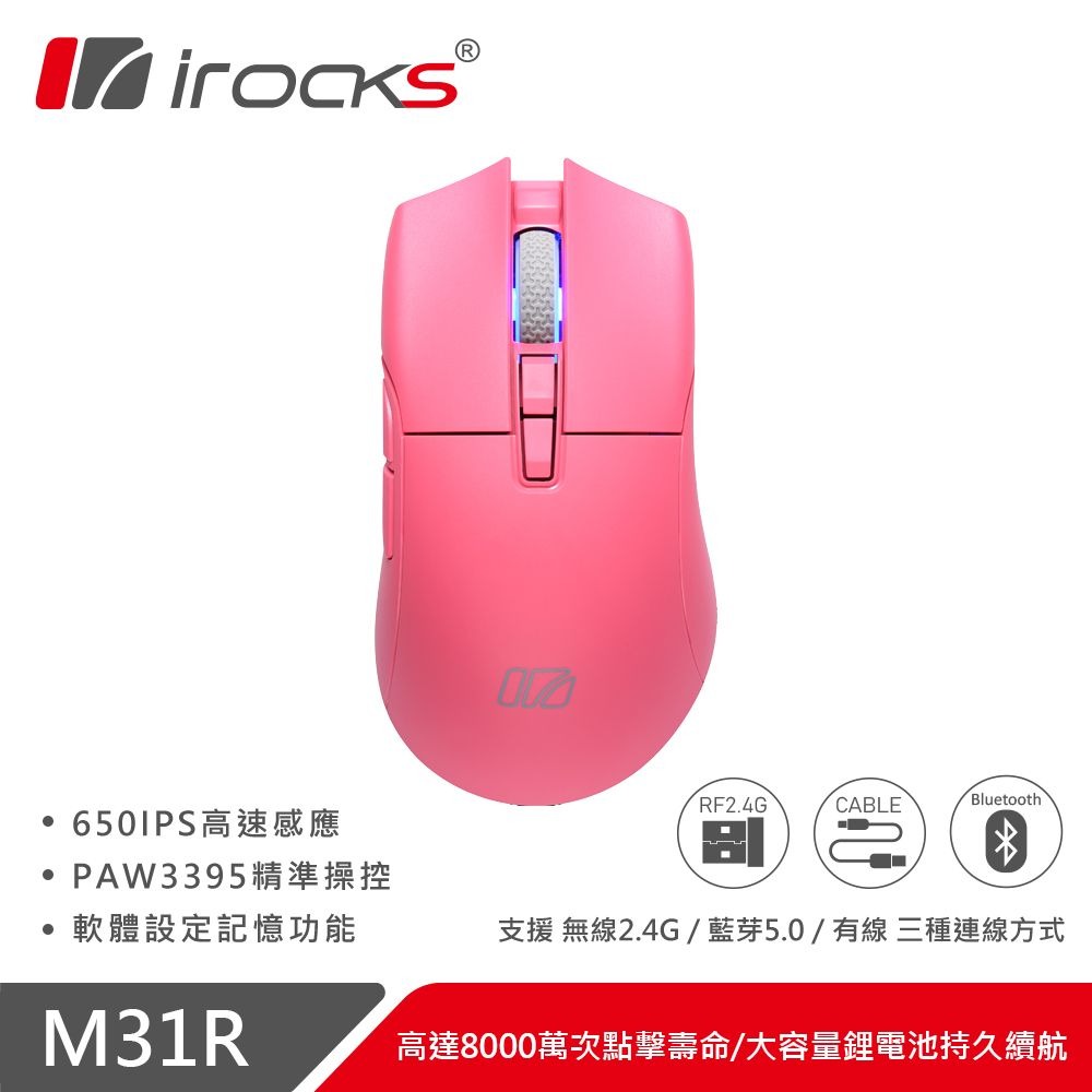 I-ROCKS M31R 三模滑鼠(粉紅)