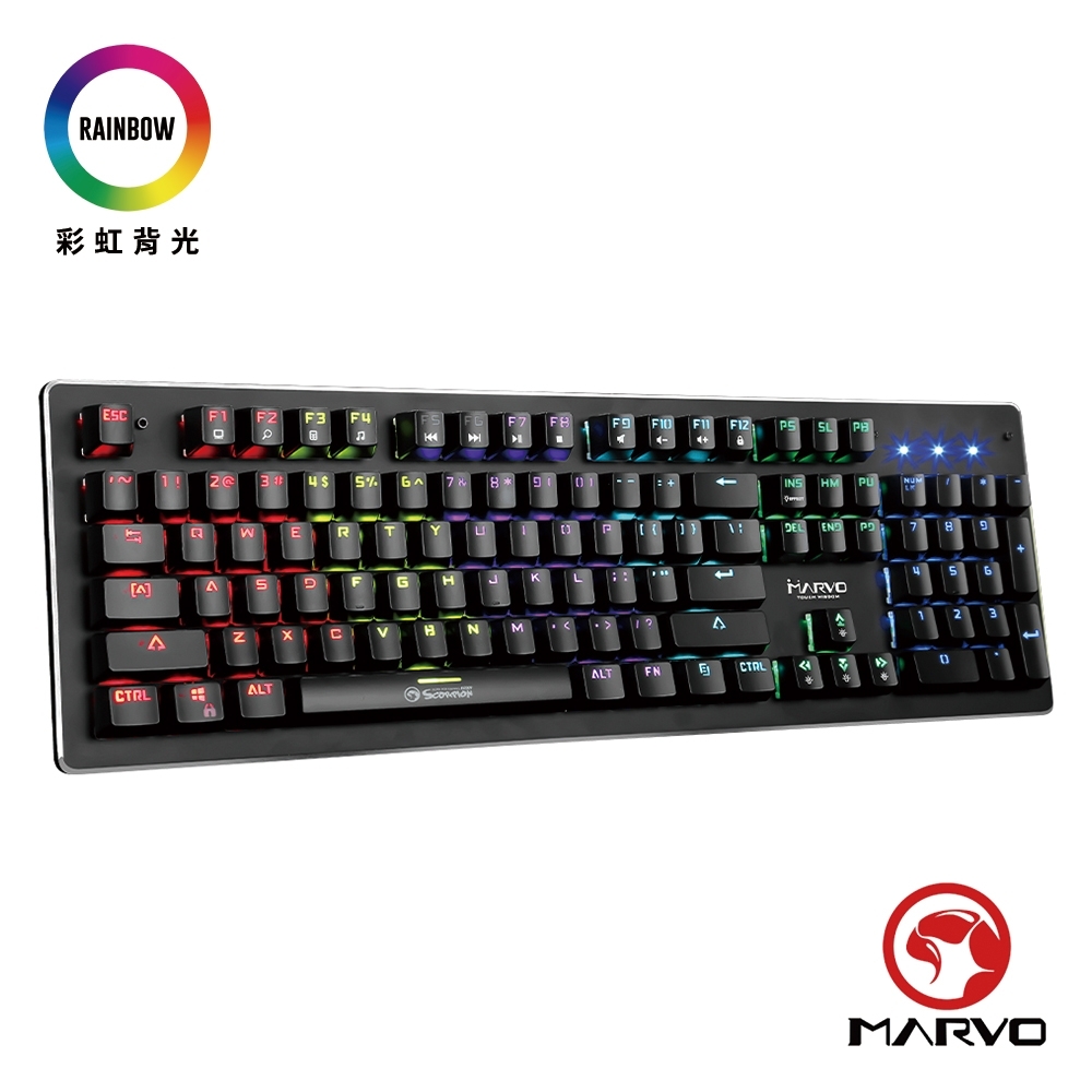 【MARVO魔蠍】KG909 彩虹混光機械式電競鍵盤
