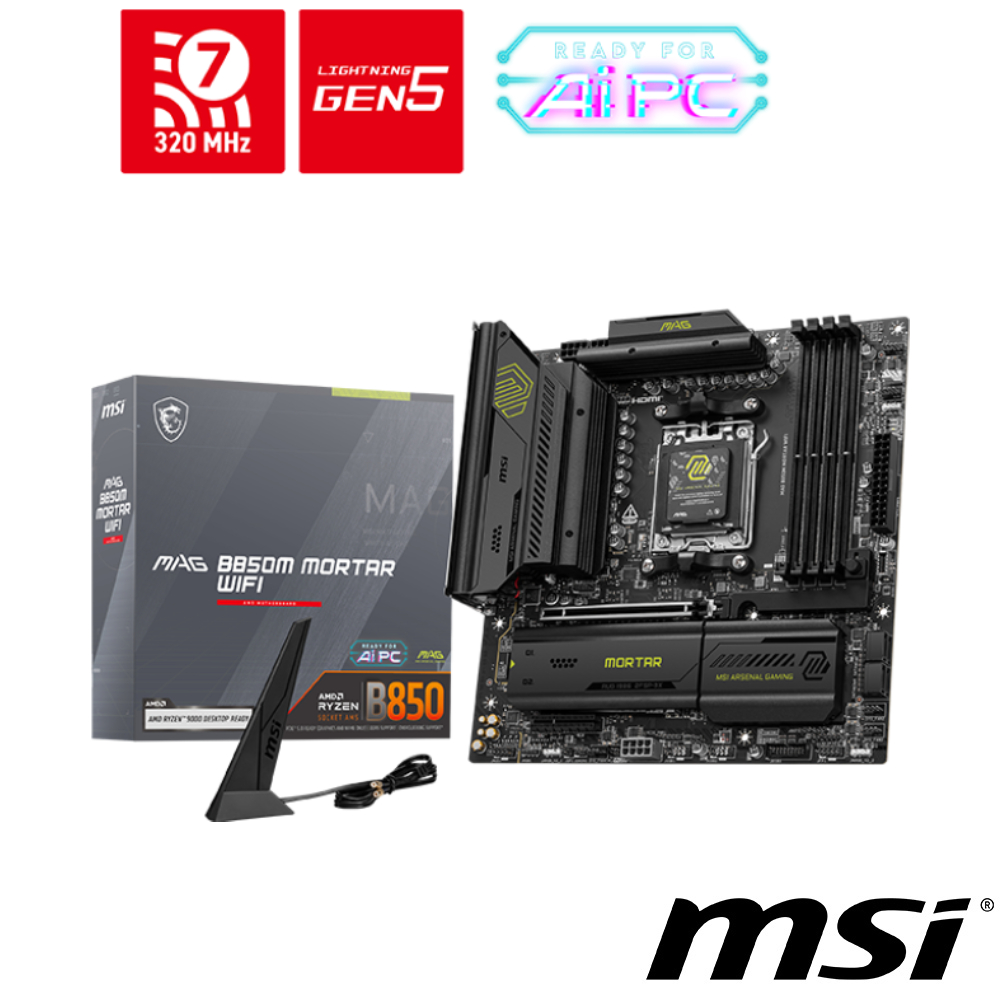 微星 MAG B850M MORTAR WIFI(M-ATX/LAN 5G+Wi