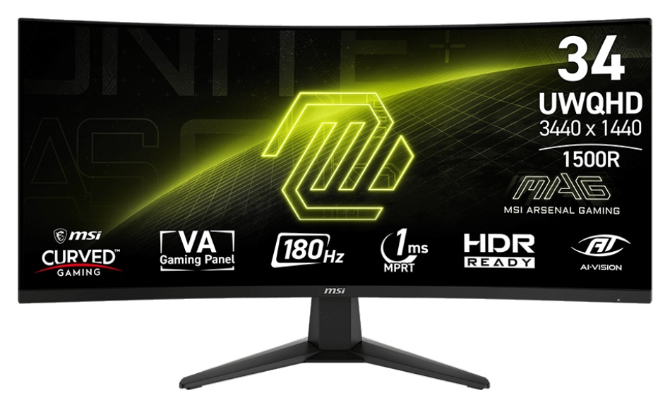 MSI MAG 346CQ〈2H1P/VA曲面/1500R/180Hz〉