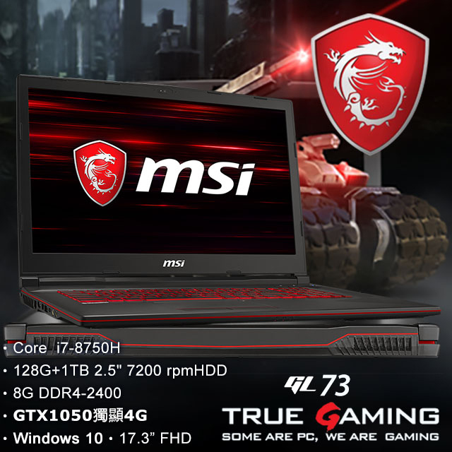GL73 8RC【054TW】(i7-8750H/8G/NV1050-4G)