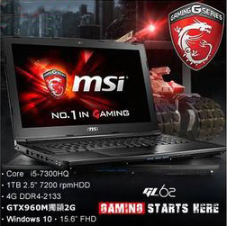 MSI微星 GL62 7QF 1676TW-BB5730H4G1T0S10M