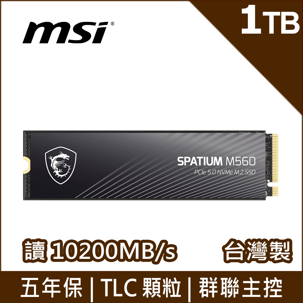 微星 SPATIUM M560 1TB/Gen5/讀:10200M/寫:8400