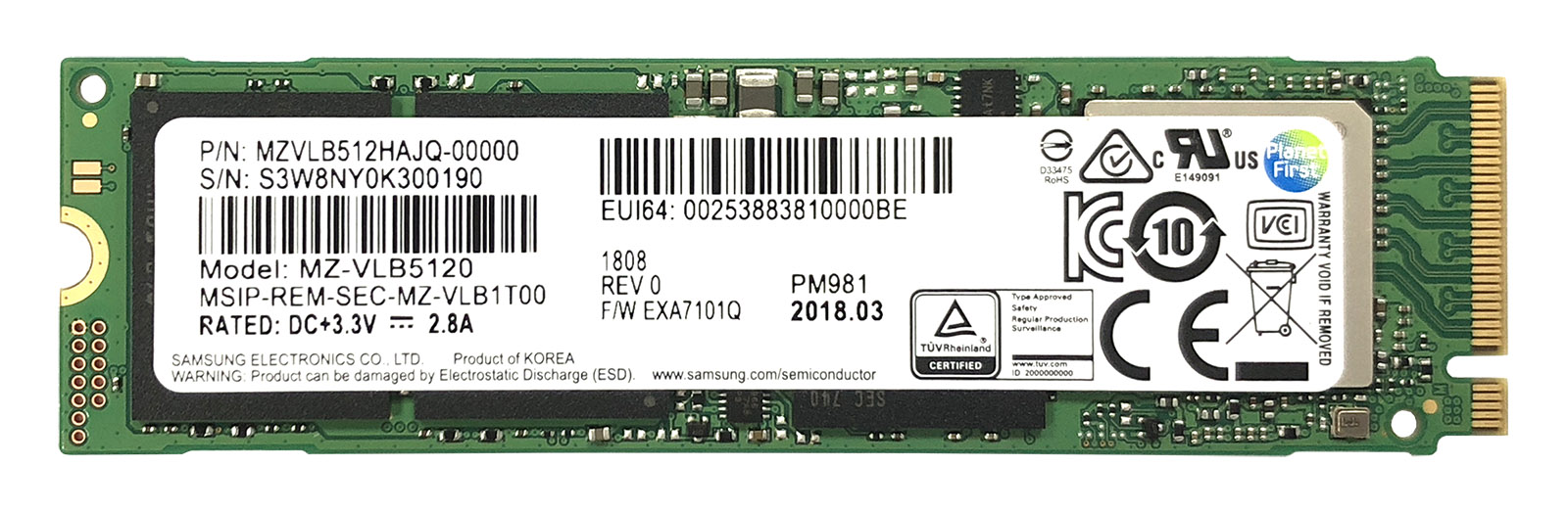 三星Samsung PM981 512G PCIE