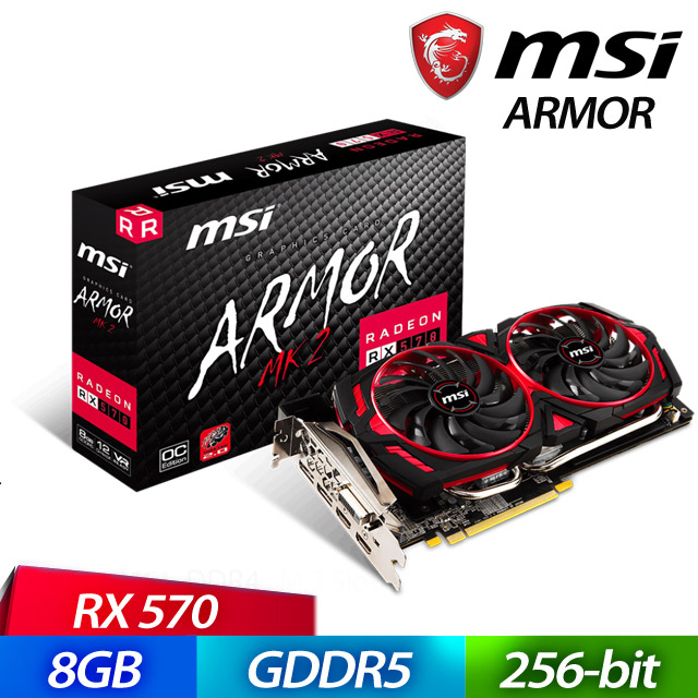 微星 RX570 ARMOR MK2 8G OC電競虎