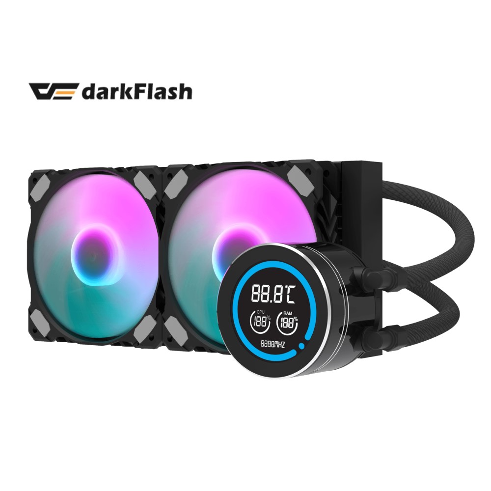 darkFlash Nebula DN240D 黑 水冷/數位監控顯示/鏈扣串接