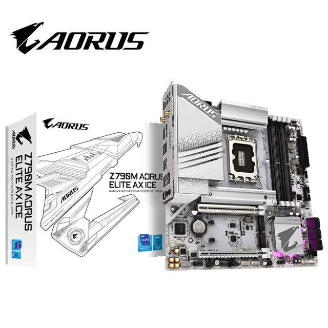 技嘉 Z790M AORUS ELITE AX ICE全白