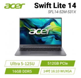 Acer Swift Lite Ultra 5-125U/16G/512G/14吋/灰｛SFL14-52M-531X｝【極致輕990克】, $29900 ◆ ★
