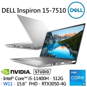 DELL 15-7510-R1648STW11〈白金銀〉i5-11400H/16G/512G/RTX3050-