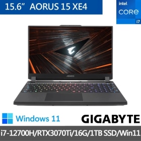 技嘉 AORUS 15 XE4-73TWB14SH(黑)(i7-12700H/16G/1T/RTX3070Ti/QHD/165Hz)