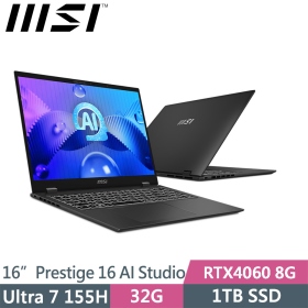 微星 Prestige 16 AI Studio B1VFG[021TW]Ultra 7-155H/RTX4060/16吋 星辰灰