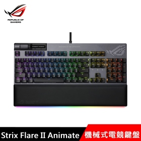 華碩 Rog Strix Flare II Animate NX 機械式鍵盤 有線/青軸/中文/櫻桃/Pbt/可換軸/腕托/Rgb