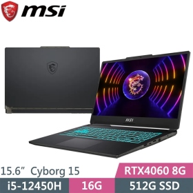 微星 Cyborg 15 A12VF[255TW]i5-12450H/RTX4060/16G/512G/15吋 黑