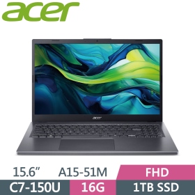 Acer A15-51M-74WB〈灰〉Core 7-150U/16G/1T/15吋