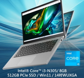 Acer A3SP14-31PT-3076〈銀〉i3-N305/8G/512G/14吋