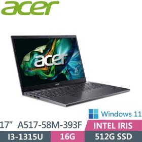 Acer A517-58M-393F〈灰〉i3-1315U/16G/512G/17吋