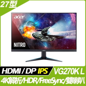 ACER VG270K L(2H1P/4ms/IPS/含喇叭/FreeSync/HDR 10)4K入門款式
