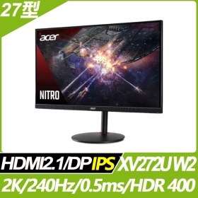 ACER XV272U W2(2H1P/0.5ms/IPS/240Hz/含喇叭/FreeSync Premium/HDR400)可昇降旋轉.HDMI 2.1