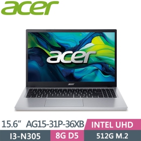 Acer Aspire Go AG15-31P-36XB〈銀〉i3-N305/8G/512G/15吋