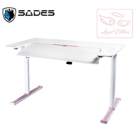 SADES ALPHA 藍光可調式電競桌(粉/白)/七段可調升降/耐重100kg/USB HUBx3