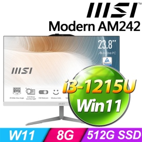 MSI Modern AM242 12M【678TW】23.8吋 / i3-1215U / 8G / 512G / WIN 11 / 白