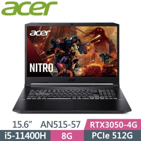 Acer AN515-57-517T〈黑〉i5-11400H/8G/512G SSD/GTX3050-4G/Win