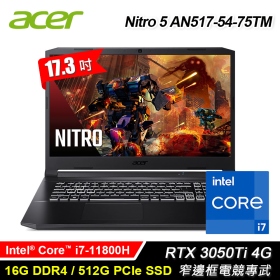 Acer AN517-54-75TM(黑) i7-11800H/16G/512G/RTX3050Ti-4G/IPS/1