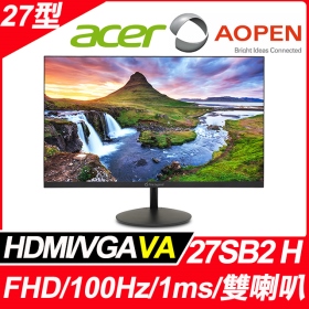 AOPEN 27SB2 H(1A1H/1ms/VA/100Hz/含喇叭/FreeSync)抗閃系列
