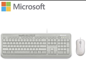 微軟標準滑鼠鍵盤組 Wired Desktop 600(有線/防潑水)(白色)