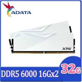 威剛 32GB(雙通16GB*2) DDR5 6000 XPG Lancer/CL30 白 (AX5U6000C3016G-DCLAWH)