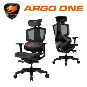 【COUGAR 美洲獅】Argo One 人體工學電競椅(黑橘)/3D扶手/彈性傾斜椅背/可調整頭枕/透氣網布