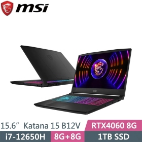 微星 Katana 15 B12VFK[071TW]i7-12650H/RTX4060/16G/1T/15吋 黑