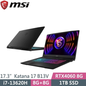 微星 Katana 17 B13VFK[089TW]i7-13620H/RTX4060/16G/1T/17吋 黑