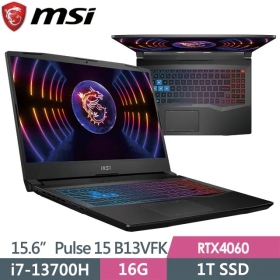 微星 Pulse 15 B13VFK[449TW]i7-13700H/RTX4060/16G/1T/15吋 黑