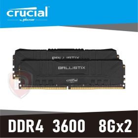 美光 Crucial Ballistix DDR4 3600 8G*2(16G)黑 低延遲CL 16-18-18 美光超頻E-Die