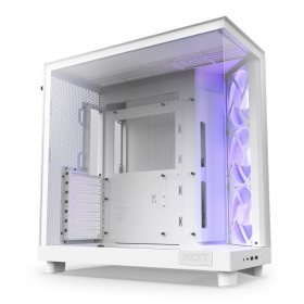 NZXT H6 Flow RGB 白 顯卡長36.5/U高16.3/全景玻璃/傾斜前風扇/ATX(H61FW-R1)