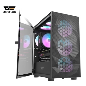 darkFlash DLM 21 黑 顯卡長33/U高16/A.RGB模組扇*4/網孔面板/側掀玻璃/M-ATX