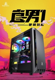 松聖 GANK 5 直男 玻璃透側機殼 電腦機殼 黑色