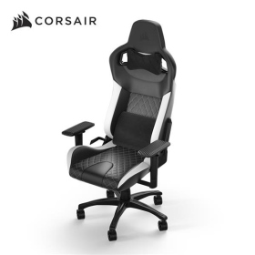 海盜船 CORSAIR T1-Race V2 電競椅 黑白【皮革款】賽車風格設計/4D/鋼製框架/90-160°傾斜度(CF-9010060-WW)